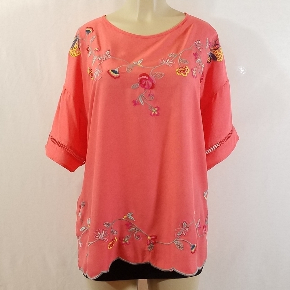 TIME and Tru Embroidered Rayon Top